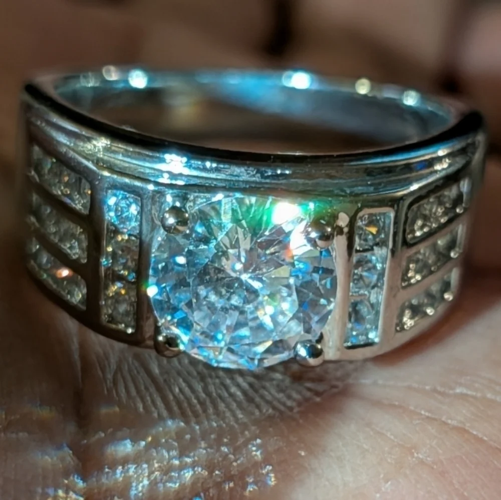 Radiant Silver Crystal Ring